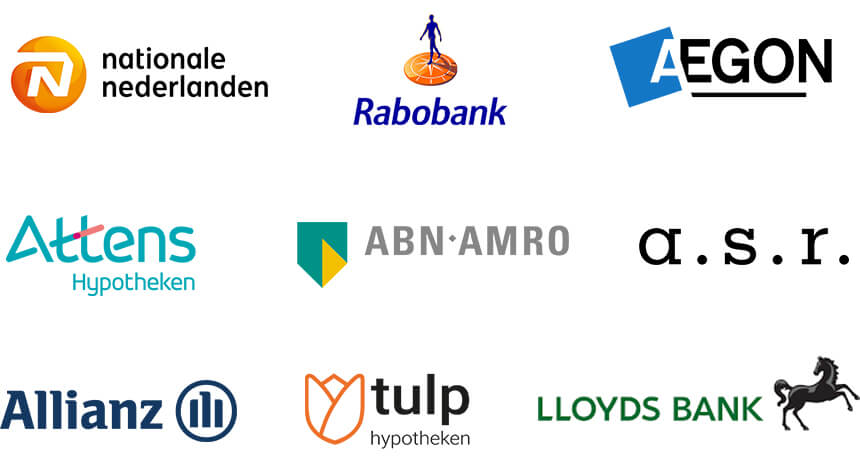 Logo's van banken en geldverstrekkers voor hypotheken